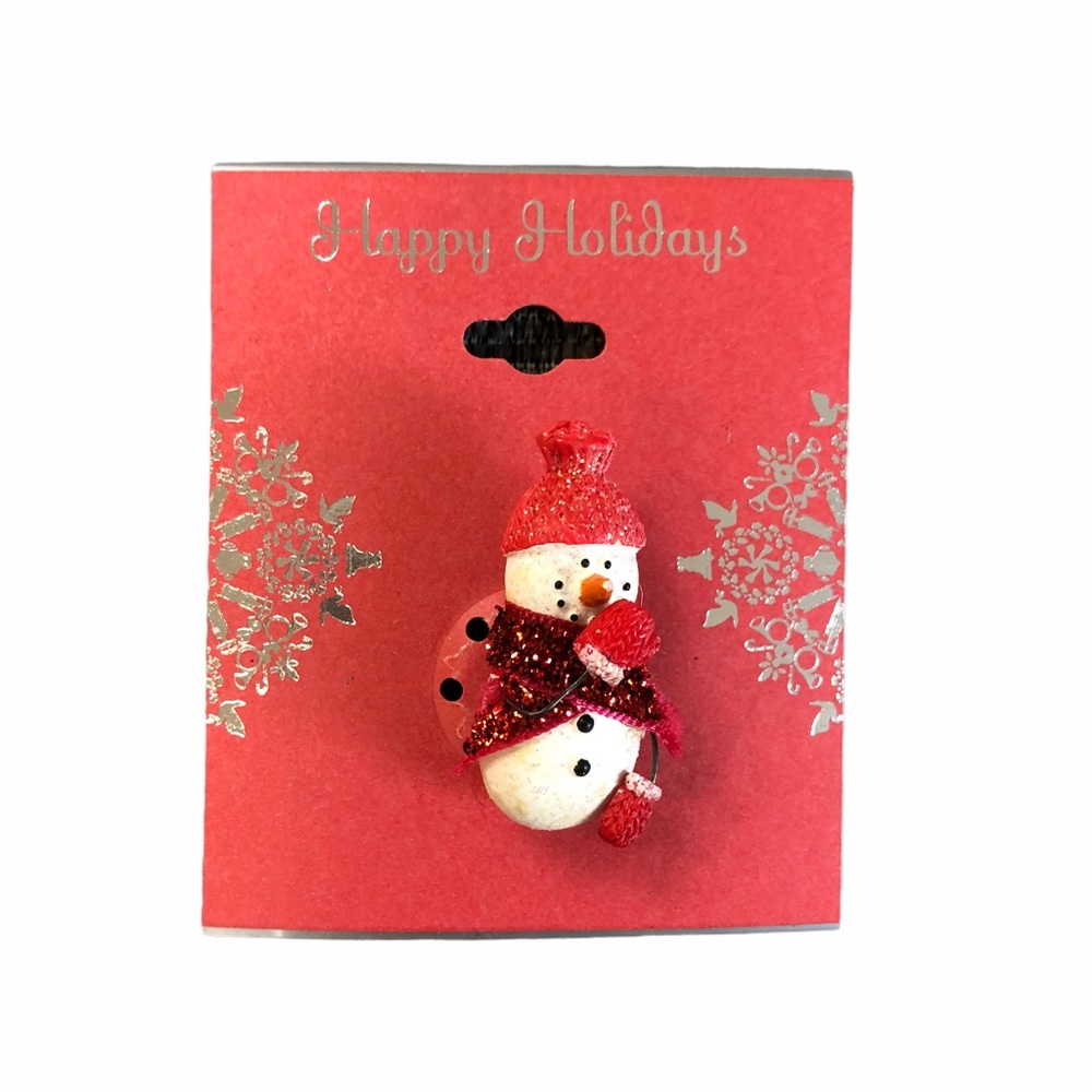 Snowman Lapel Pin Red White Holiday Christmas Festive Jewelry Hat Pin Winter